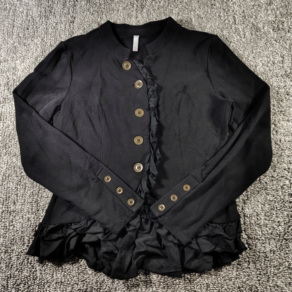 Y2k Xhilaration Jacket Black Ruffle Victorian Steampunk Women XL Whimsigoth